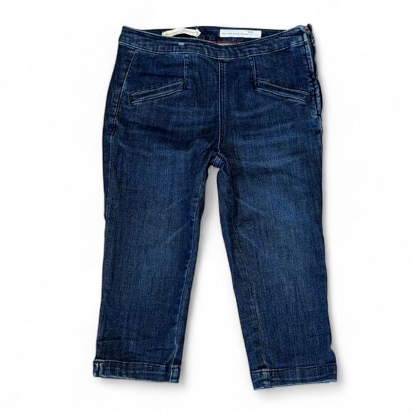 Pilcro Anthropologie High Rise Cropped Dark Wash Denim Legging Jeans Size 27 - Picture 1 of 5